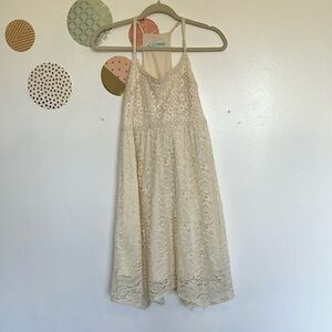 Maurices Champagne Embellished Maxi Halter Dress